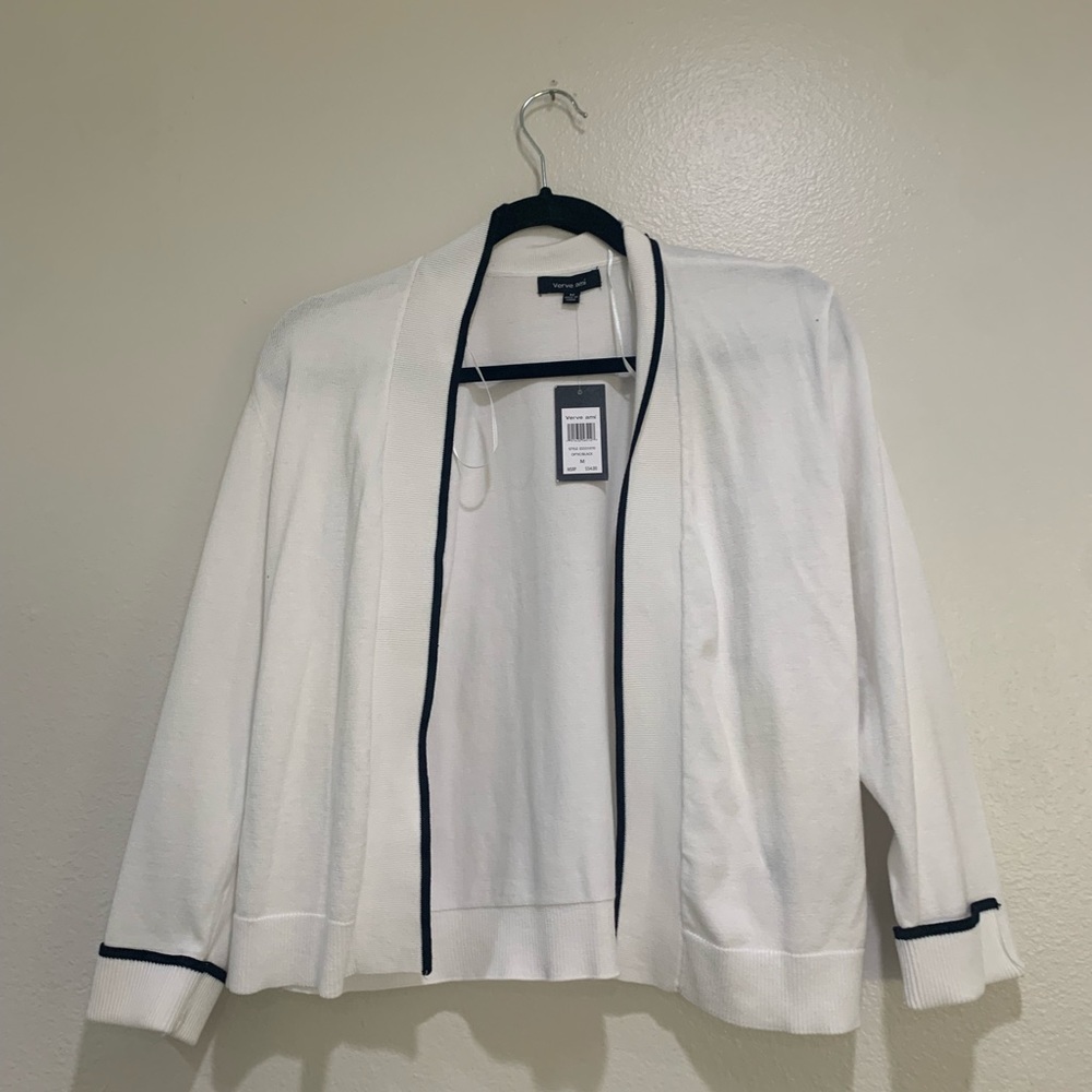 Women’s White and Black trim cardigan
